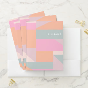 Modern Personalized Name Geometric Pastel Organize Pocket Folder