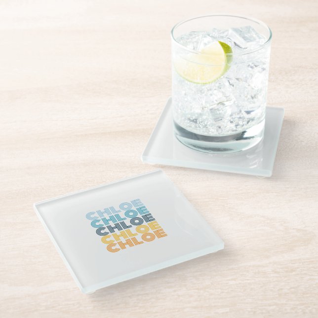 Modern Personalized Name Glass Coaster (Angled)
