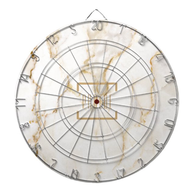 Modern Personalized Name Gold Effect Marble Dart Board (Front)