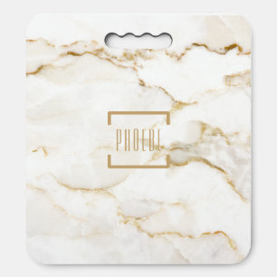 Modern Personalized Name Gold Effect Marble Seat Cushion