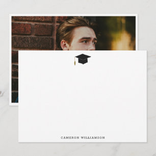 Modern Personalized Name Graduation Photo Simple Thank You Card
