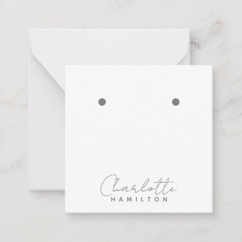 Modern Personalized Name Grey Tones Earring Card