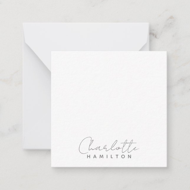Modern Personalized Name Grey Tones Note Card (Front)