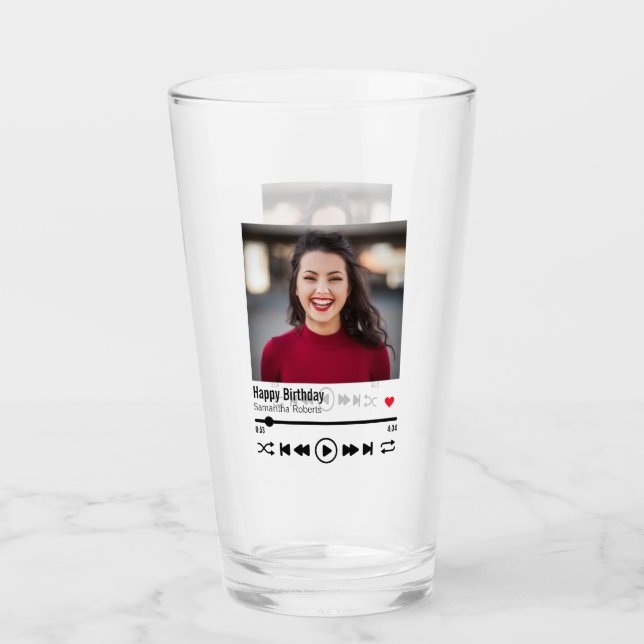 Modern Personalized Name Happy Birthday Photo Glass (Front)
