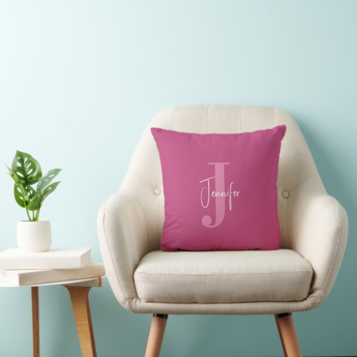 Modern Personalized Name Initial Monogram Girly  Throw Pillow