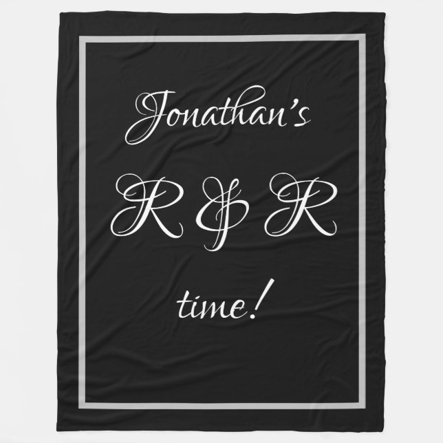 Modern Personalized Name Jonathan's R&R time Cute Fleece Blanket (Front)