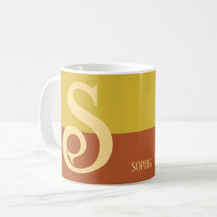 Modern Personalized Name Letter Thanksgiving color Coffee Mug