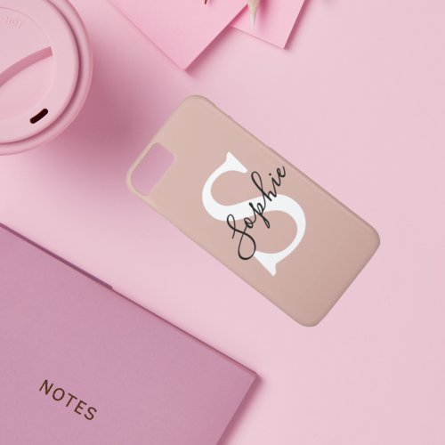 Modern Personalized Name Monogram  iPhone 87 Case