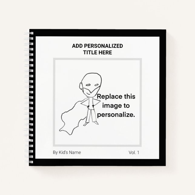 Modern Personalized Name Monogram Kids Art Notebook (Front)