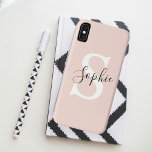 Modern Personalized Name Monogram Pastel Pink iPhone XS Max Case<br><div class="desc">Modern Personalized Name Monogram Pastel Pink</div>