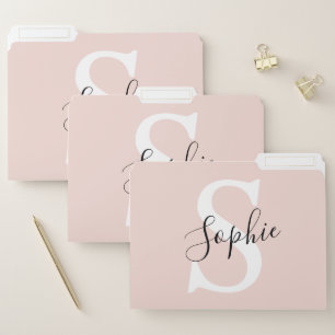 Modern Personalized Name Monogram Pastel Pink File Folder