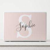 Modern Personalized Name Monogram Pastel Pink HP Laptop Skin (Front)