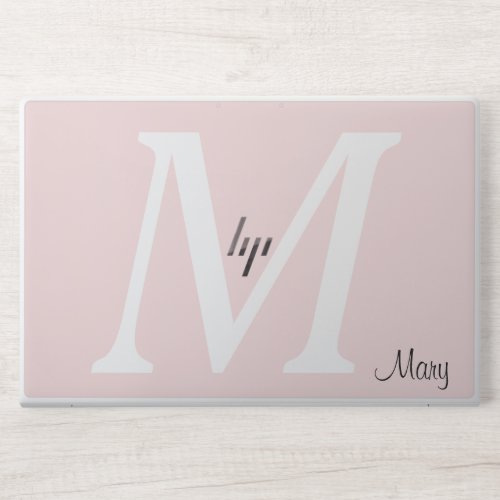 Modern Personalized Name Monogram Pastel Pink  HP Laptop Skin