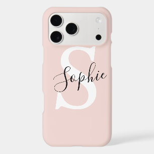 Modern Personalized Name Monogram Pastel Pink iPhone 17 Pro Max Case