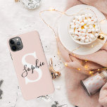 Modern Personalized Name Monogram Pastel Pink iPhone 11Pro Max Case<br><div class="desc">Modern Personalized Name Monogram Pastel Pink</div>