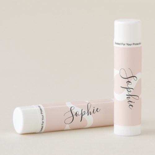 Modern Personalized Name Monogram Pastel Pink Lip Balm