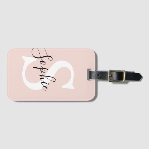 Modern Personalized Name Monogram Pastel Pink Luggage Tag