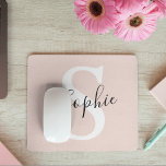Modern Personalized Name Monogram Pastel Pink Mouse Pad<br><div class="desc">Modern Personalized Name Monogram Pastel Pink</div>