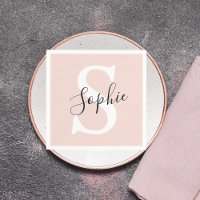 Modern Personalized Name Monogram Pastel Pink
