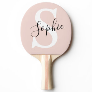 Modern Personalized Name Monogram Pastel Pink Ping Pong Paddle