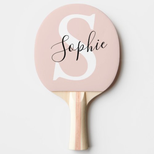 Modern Personalized Name Monogram Pastel Pink Ping Pong Paddle
