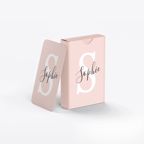 Modern Personalized Name Monogram Pastel Pink Playing Cards