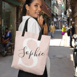 Modern Personalized Name Monogram Pastel Pink Tote Bag<br><div class="desc">Modern Personalized Name Monogram Pastel Pink</div>