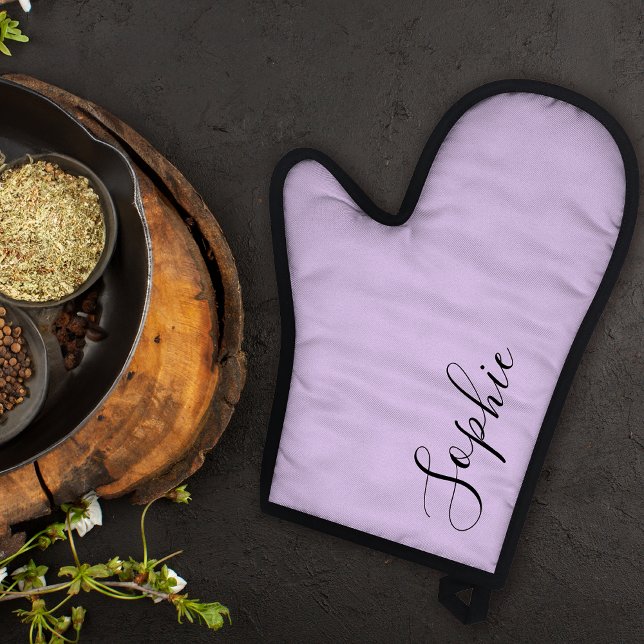 Modern Personalized Name Monogram Pastel Purple Oven Mitt (Creator Uploaded)