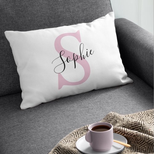 Modern Personalized Name Monogram Pink Accent Pillow