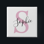 Modern Personalized Name Monogram Pink Button<br><div class="desc">Modern Personalized Name Monogram Pink</div>
