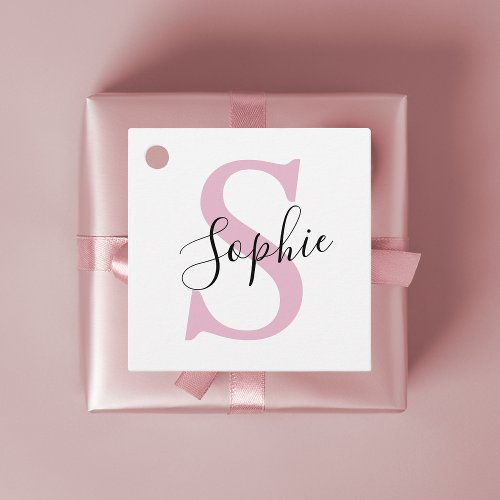 Modern Personalized Name Monogram Pink Favor Tags