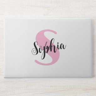 Modern Personalized Name Monogram Pink HP Laptop Skin