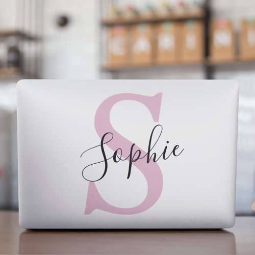 Modern Personalized Name Monogram Pink HP Laptop Skin