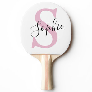 Modern Personalized Name Monogram Pink Ping Pong Paddle
