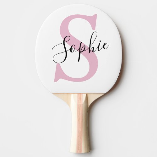 Modern Personalized Name Monogram Pink Ping Pong Paddle