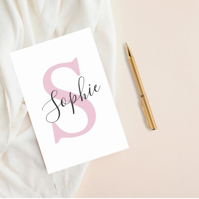 Modern Personalized Name Monogram Pink Post-it Notes (Creator Uploaded)