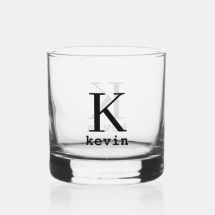 Modern personalized name monogram whiskey glass