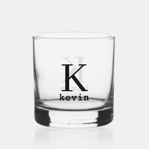 Modern personalized name monogram whiskey glass