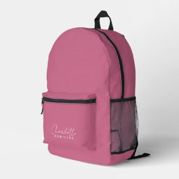 Modern Personalized Name Pink Tones Printed Backpack by Ricaso_Graphics at Zazzle
