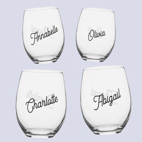 Modern Personalized Name Stemless Wine Glass