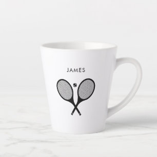 Modern Personalized Name Tennis Latte Mug