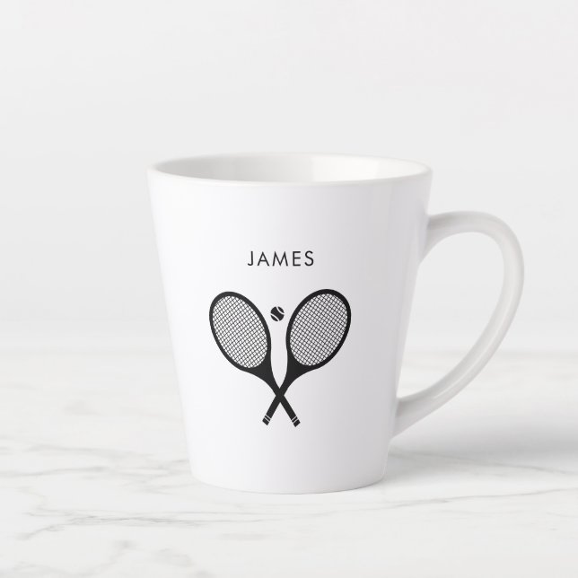 Modern Personalized Name Tennis  Latte Mug (Right)