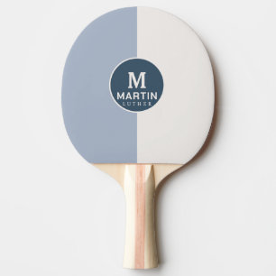Modern Personalized Name White Blue Ping Pong Paddle