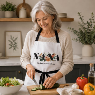 Modern Personalized Nana Floral Gift Apron