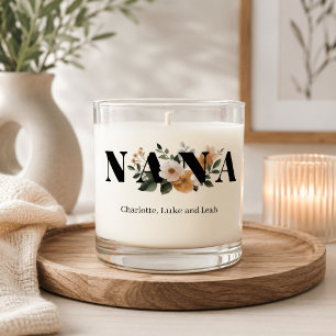 Modern Personalized Nana Floral Gift Scented Candle