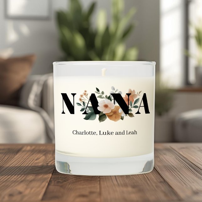 Modern Personalized Nana Floral Gift Scented Candle (Creator Uploaded)