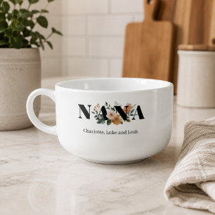 Modern Personalized Nana Floral Gift Soup Mug
