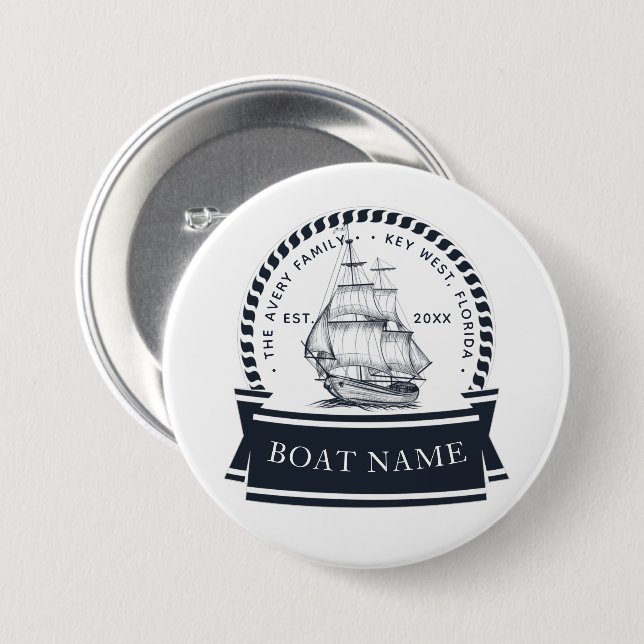 Modern Personalized Nautical Boat Button (Front & Back)
