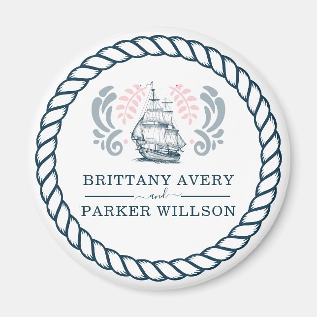 Modern Personalized Nautical Wedding Magnet (Front)