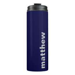 Modern Personalized Navy Blue Thermal Tumbler